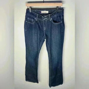 VIGOSS Y2K Low Rise Bootcut Bling Gem Jeans Dark Wash Size 7 Glam Whimsy goth